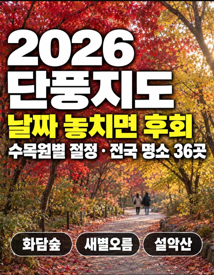 단풍지도로 확인하는 가을 수목원의 오색 단풍 풍경